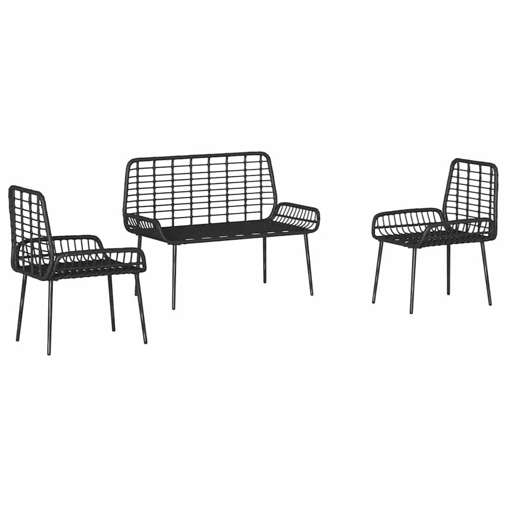 Garden Dining Set 3 pcs Black and Anthracite